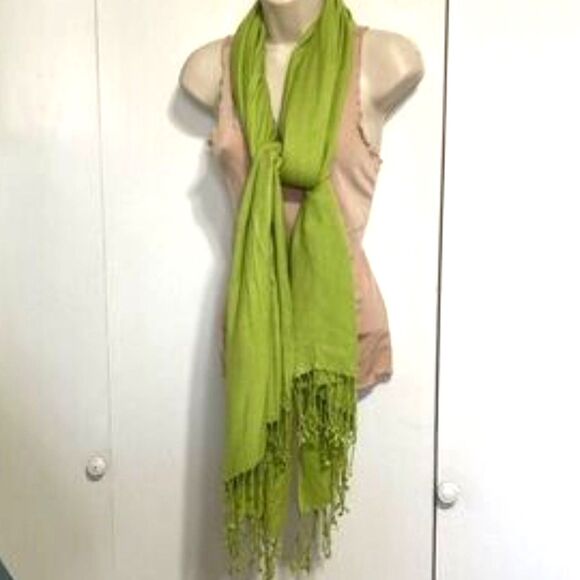 Pashmina Scarf Wrap Shawl Coverup by BIJOUX TERNER Bright Green 72 x 32 inches - Picture 6 of 14